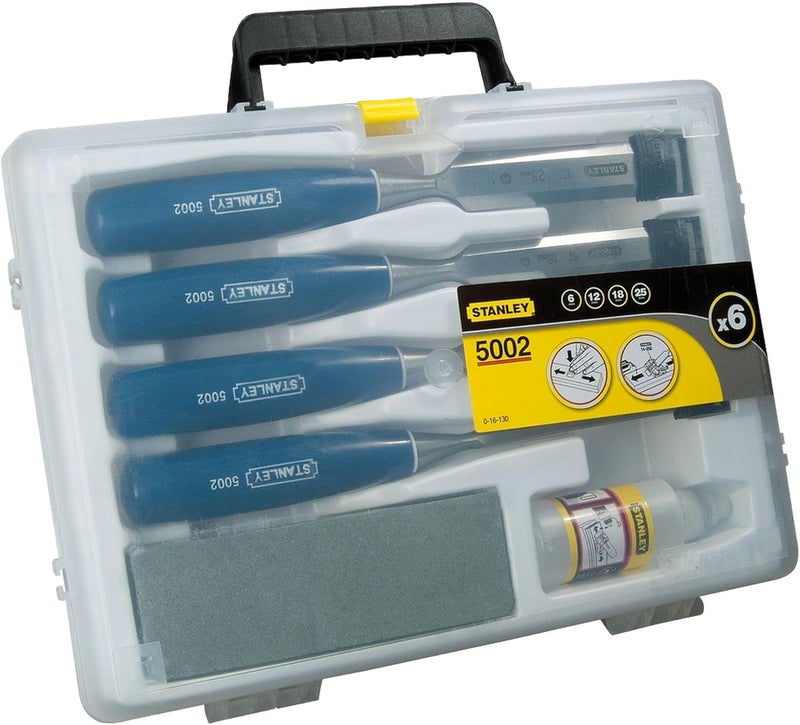 Stanley 4 Piece Chisel Set with High Carbon Steel Blades and Sharpening Stone - Image 3